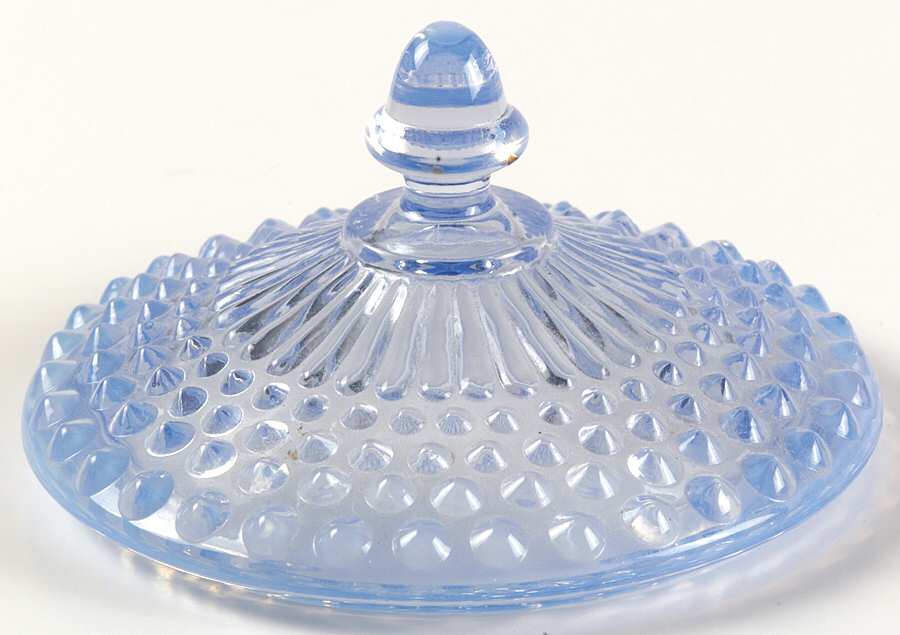 Hobnail Blue (Opalescent) Lid for Round Puff Box by Duncan & Miller-1