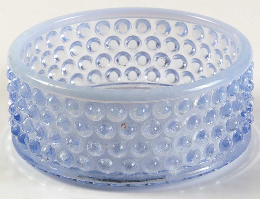 Hobnail Blue (Opalescent) Round Puff Box No Lid by Duncan & Miller-1