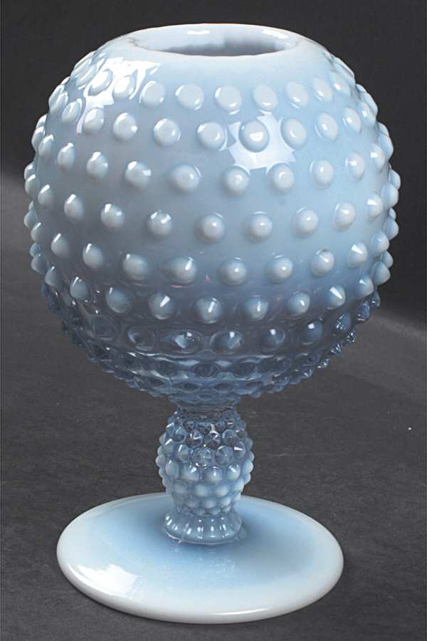 Hobnail Blue (Opalescent) Ivy Ball Vase by Duncan & Miller-1
