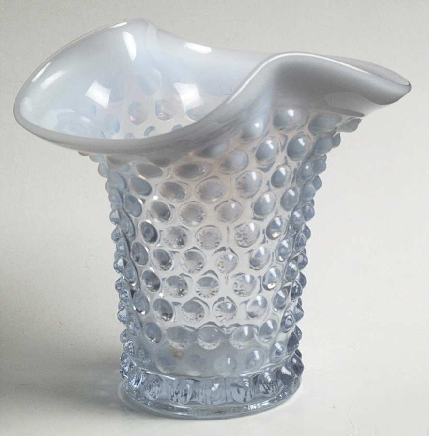 Hobnail Blue (Opalescent) 4" Oval Vase by Duncan & Miller-1