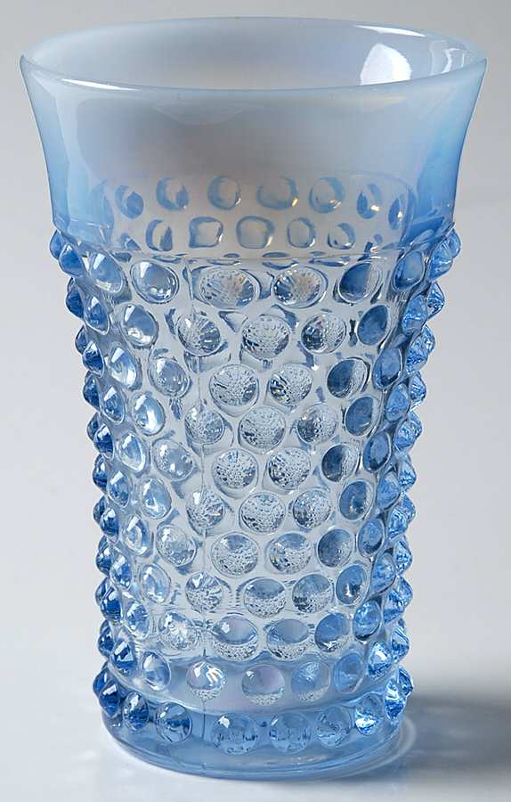 Hobnail Blue (Opalescent) Flat Iced Tea by Duncan & Miller-1