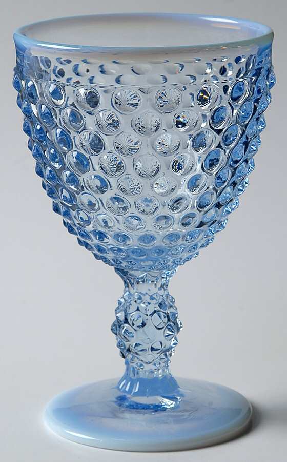 Hobnail Blue (Opalescent) Water Goblet by Duncan & Miller-1