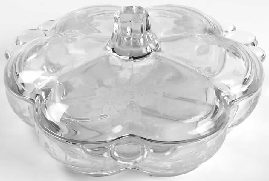 Language of Flowers 3-Part Candy Dish with Lid by Duncan & Miller-1