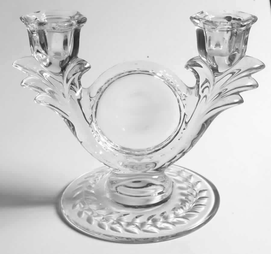 Laurel Wreath Double Light Candlestick by Duncan & Miller-1