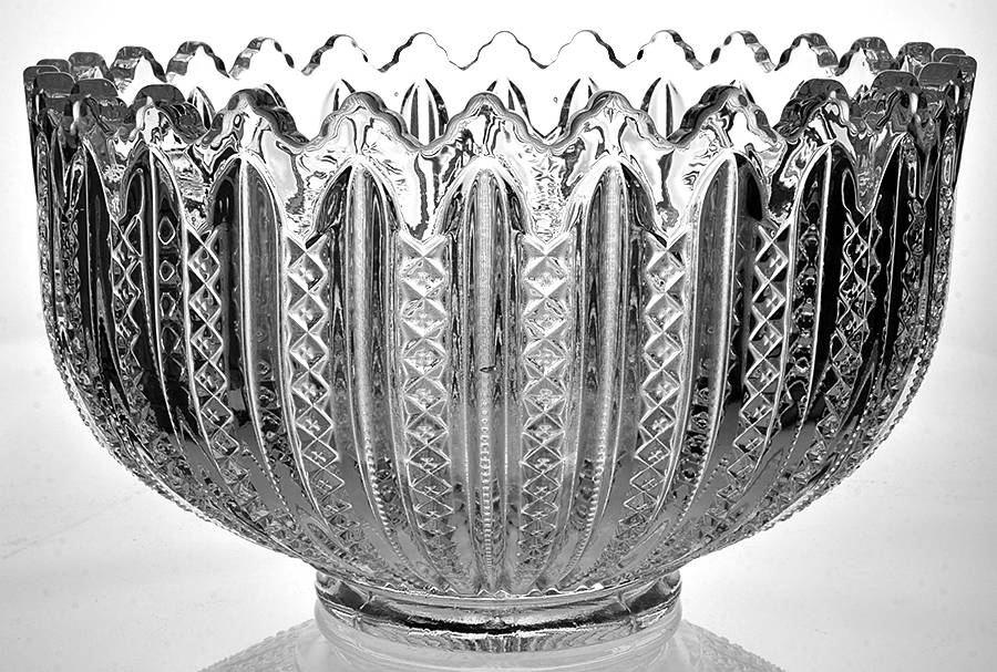 Mardi Gras Clear (Pressed) Punch Bowl by Duncan & Miller-1