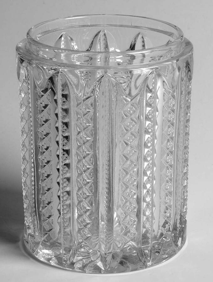Mardi Gras Clear (Pressed) Pickle Jar No Metal Lid by Duncan & Miller-1