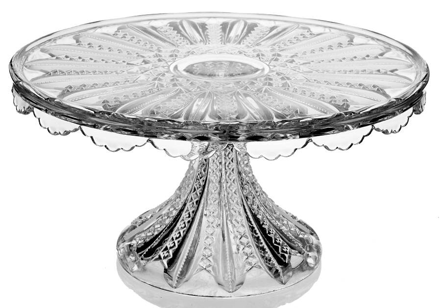 Mardi Gras Clear (Pressed) Cake Stand by Duncan & Miller-1