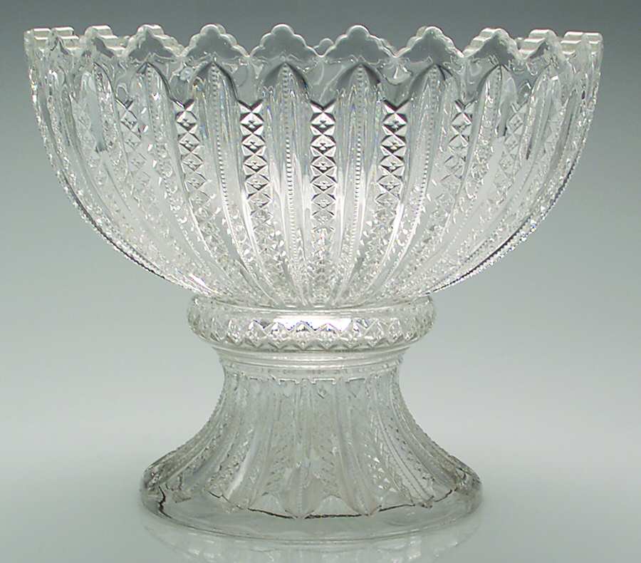 Mardi Gras Clear (Pressed) Punch Bowl with Stand by Duncan & Miller-1