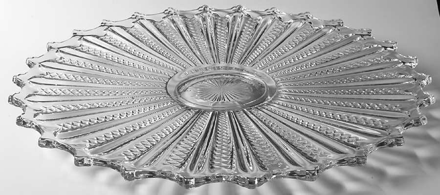 Mardi Gras Clear (Pressed) Large Torte Plate by Duncan & Miller-1