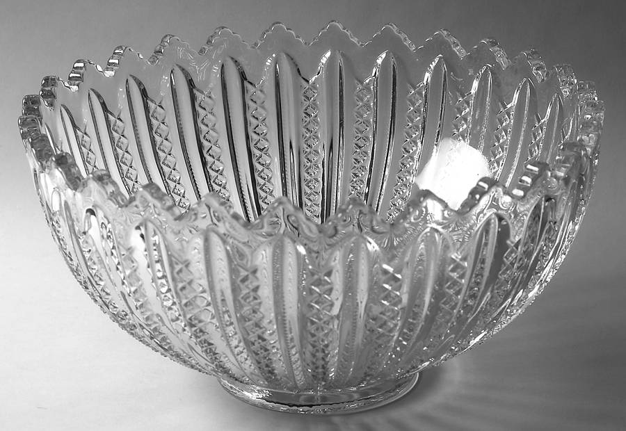 Mardi Gras Clear (Pressed) Punch Bowl by Duncan & Miller-1