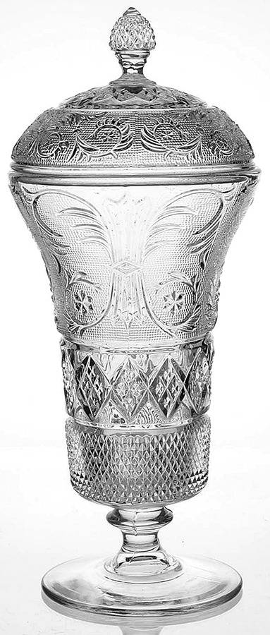 Sandwich Clear (Stem 41) Footed Urn & Lid by Duncan & Miller-1