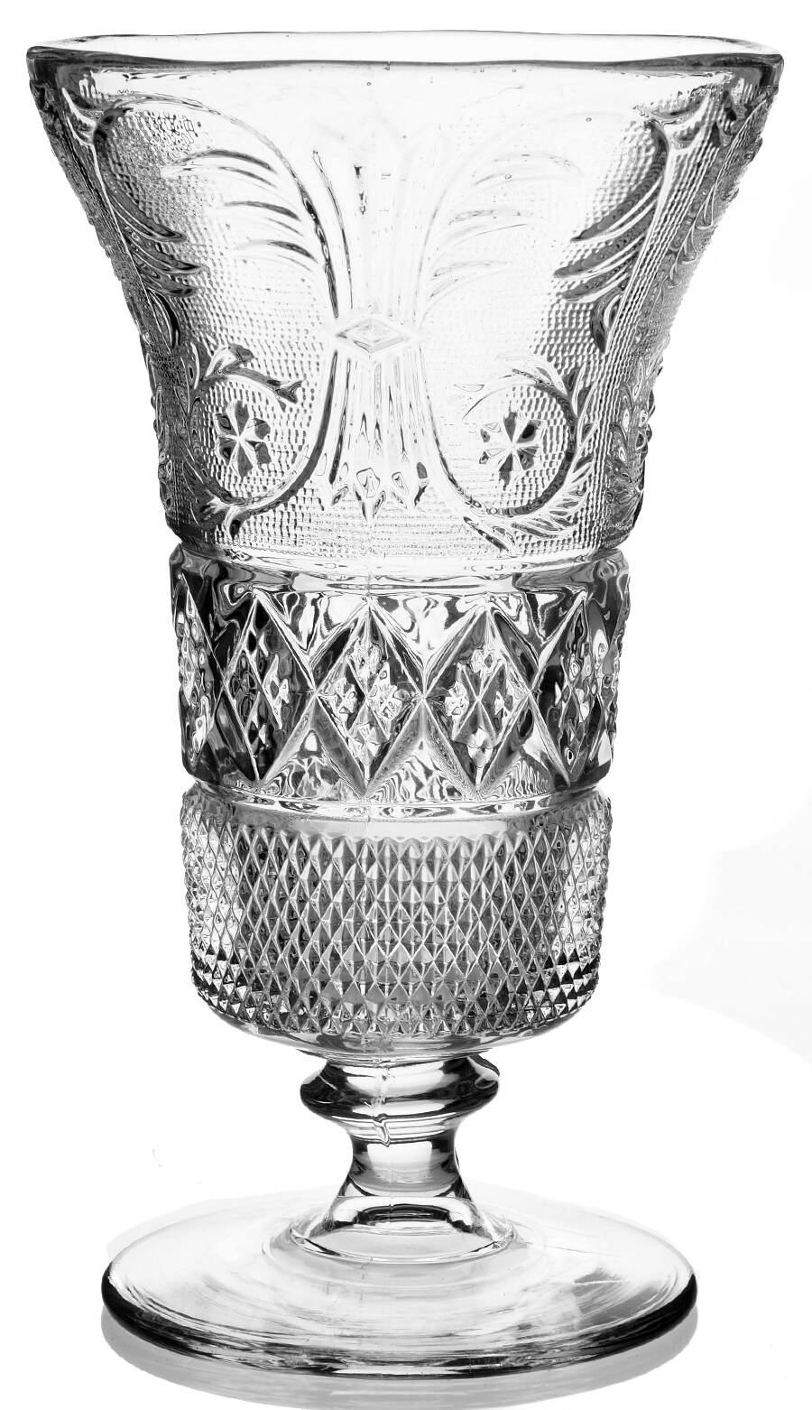 Sandwich Clear (Stem 41) Footed Urn No Lid by Duncan & Miller-1