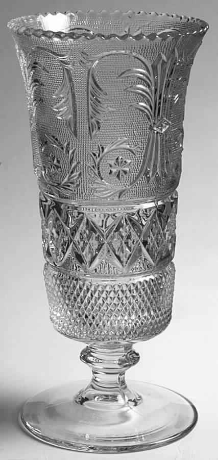 Sandwich Clear (Stem 41) Footed Vase by Duncan & Miller-1