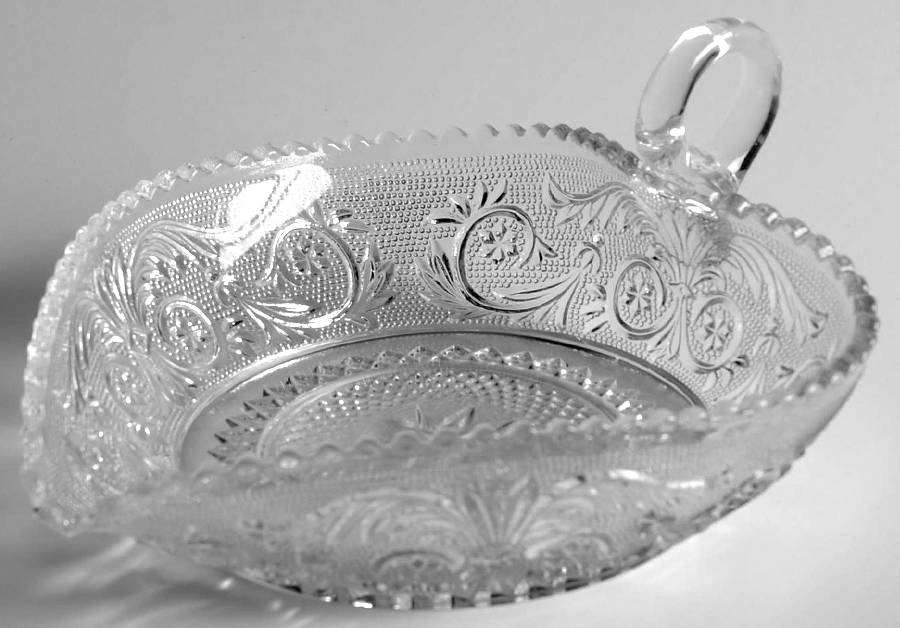 Sandwich Clear (Stem 41) 5" Handled Heart Bowl by Duncan & Miller-1