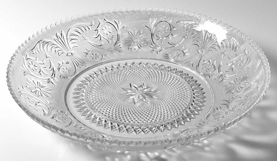 Sandwich Clear (Stem 41) 14" Shallow Round Bowl by Duncan & Miller-1