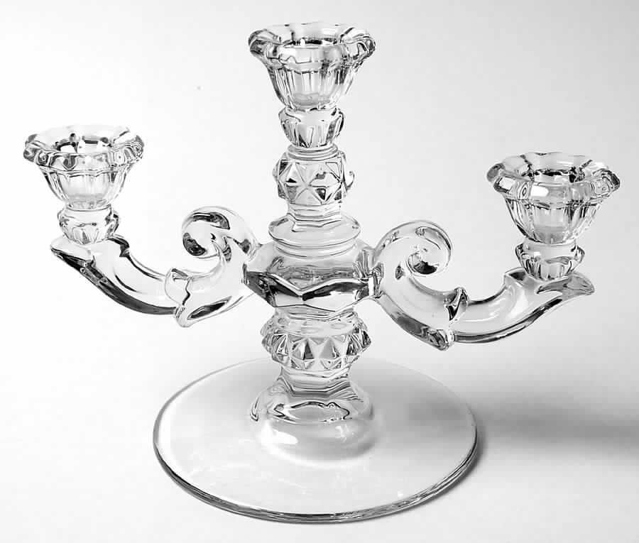 Sandwich Clear (Stem 41) 3 Light Candlestick by Duncan & Miller-1
