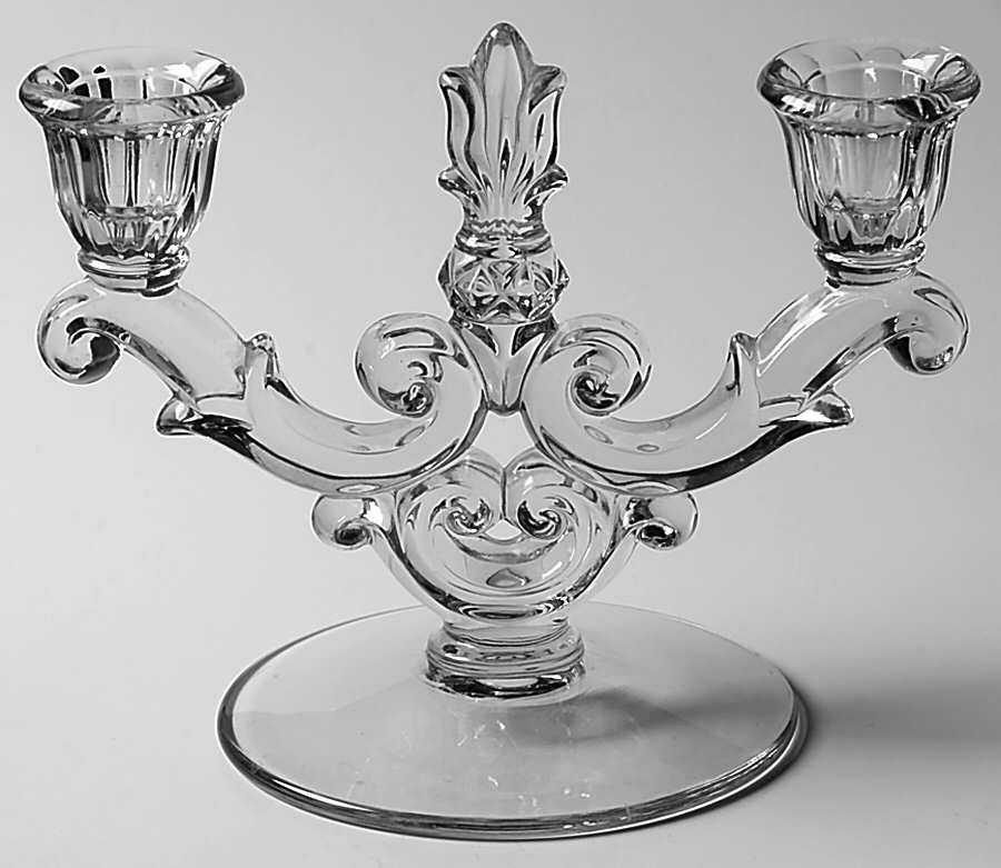 Sandwich Clear (Stem 41) Double Light Candlestick by Duncan & Miller-1