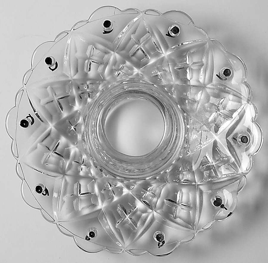 Sandwich Clear (Stem 41) Bobeche-Holds 10 Prisms by Duncan & Miller-1
