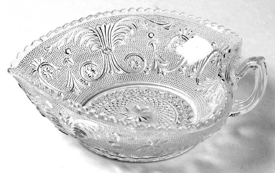 Sandwich Clear (Stem 41) 6" Handled Heart Shape Nappy by Duncan & Miller-1