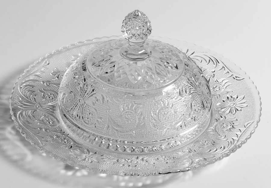 Sandwich Clear (Stem 41) Round Covered Butter by Duncan & Miller-1