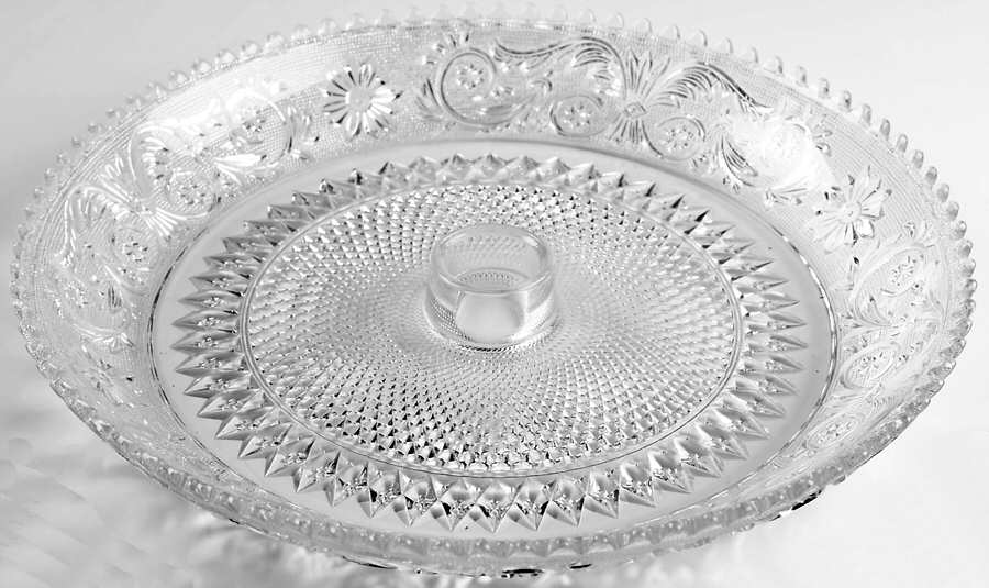 Sandwich Clear (Stem 41) Epergne Garden Flower Bowl by Duncan & Miller-1
