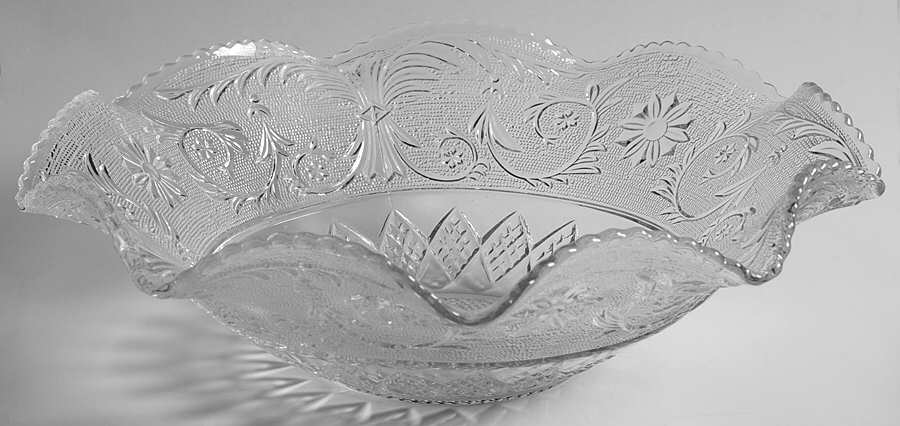 Sandwich Clear (Stem 41) Large Crimped Bowl by Duncan & Miller-1