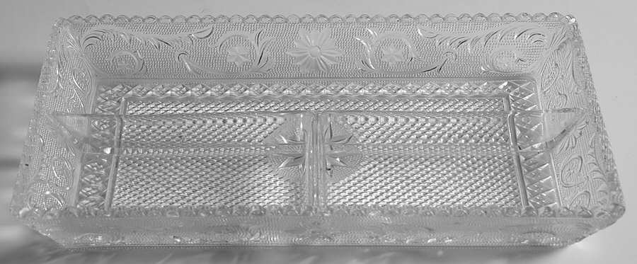 Sandwich Clear (Stem 41) 10" Rectangular 3 Part Relish by Duncan & Miller-1