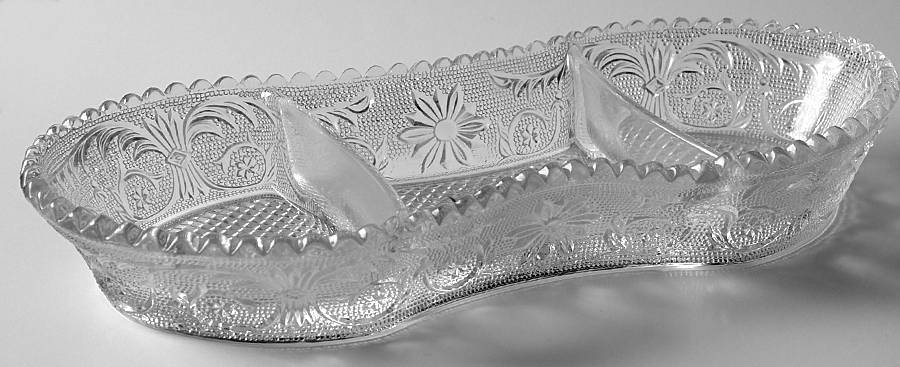 Sandwich Clear (Stem 41) 10" Oblong 3 Part Relish by Duncan & Miller-1