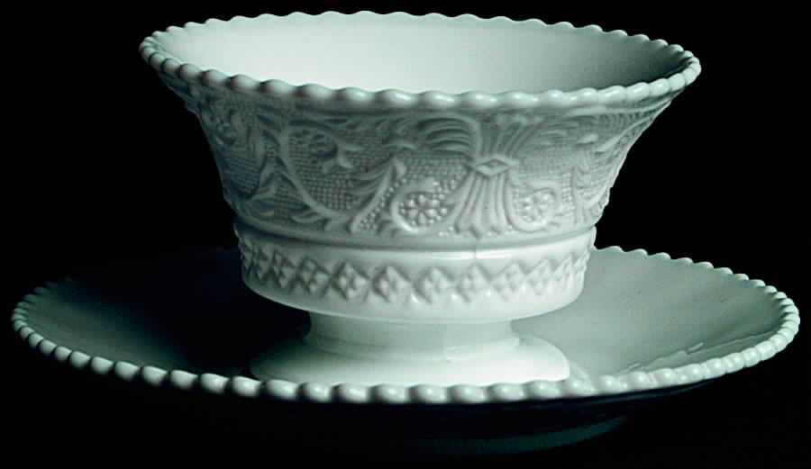 Sandwich Milk Glass (Stem 41) Mayonnaise Bowl and Underplate by Duncan & Miller-1