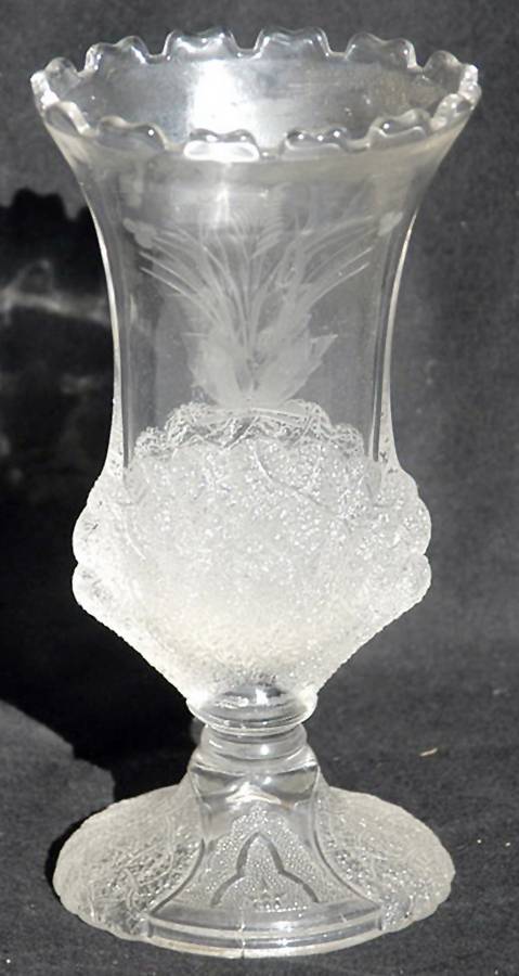 Shell and Tassel Clear (Pressed) 7" Flower Vase by Duncan & Miller-1