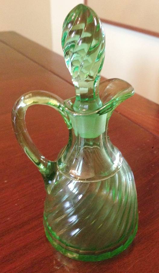 Spiral Flutes Green Cruet & Stopper by Duncan & Miller-1