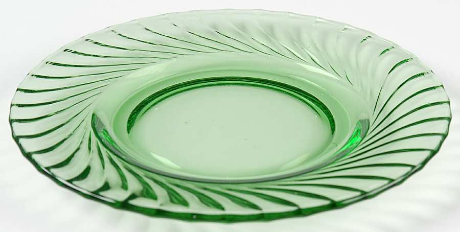 Spiral Flutes Green Bread & Butter Plate by Duncan & Miller-1