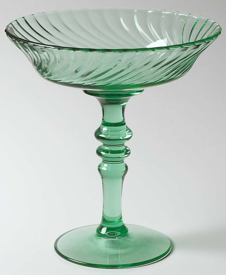 Spiral Flutes Green Compote No Lid by Duncan & Miller-1