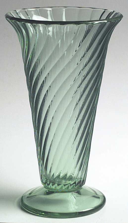 Spiral Flutes Green 8" Flower Vase by Duncan & Miller-1
