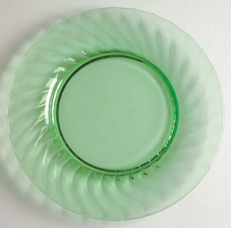 Spiral Flutes Green 7" Salad Plate by Duncan & Miller-1