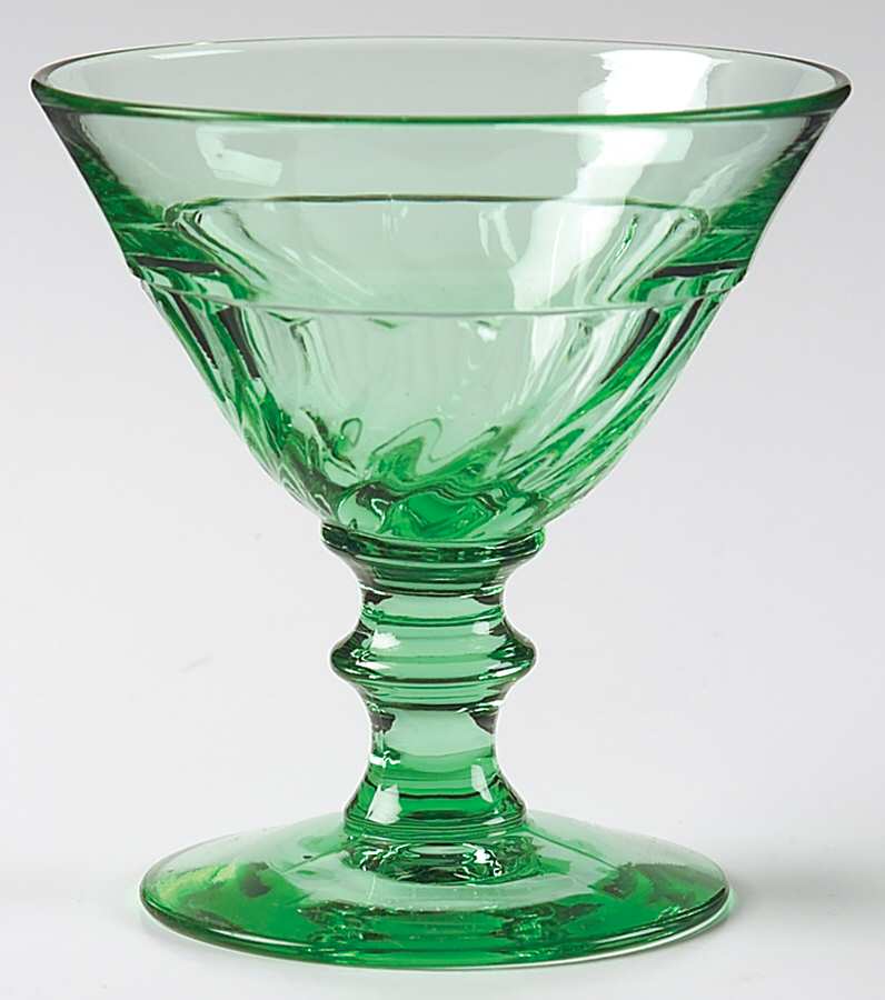 Spiral Flutes Green Low Sherbet by Duncan & Miller-1