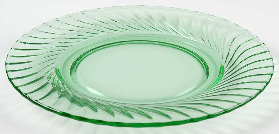Spiral Flutes Green Luncheon Plate by Duncan & Miller-1