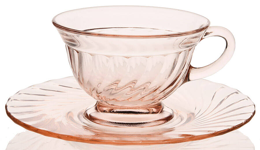 Spiral Flutes Pink Cup & Saucer Set by Duncan & Miller-1