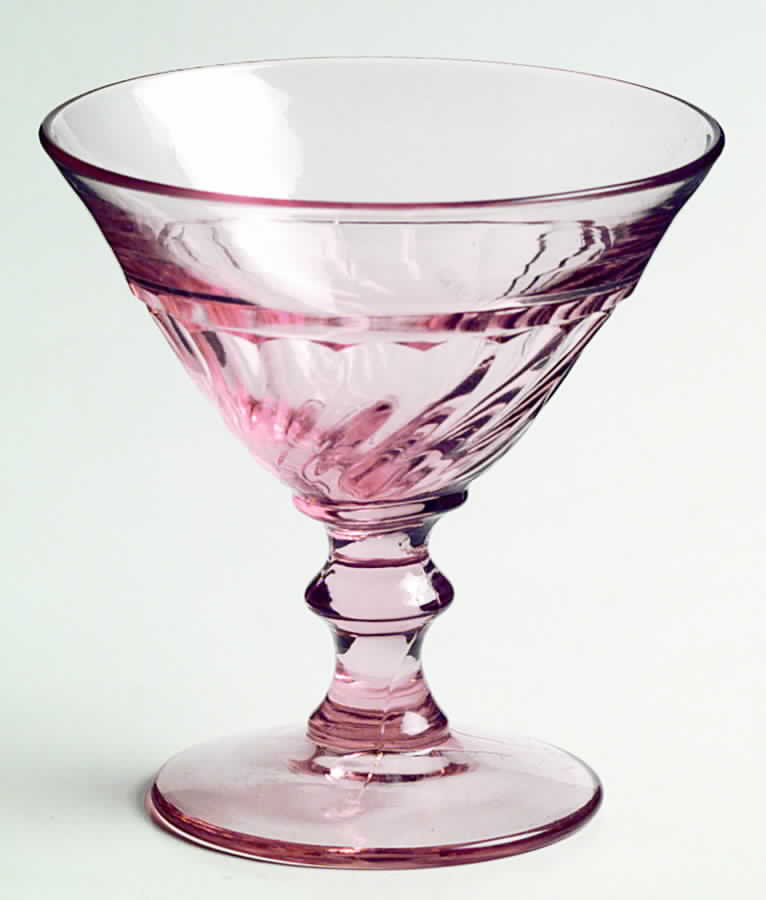 Spiral Flutes Pink Low Sherbet by Duncan & Miller-1