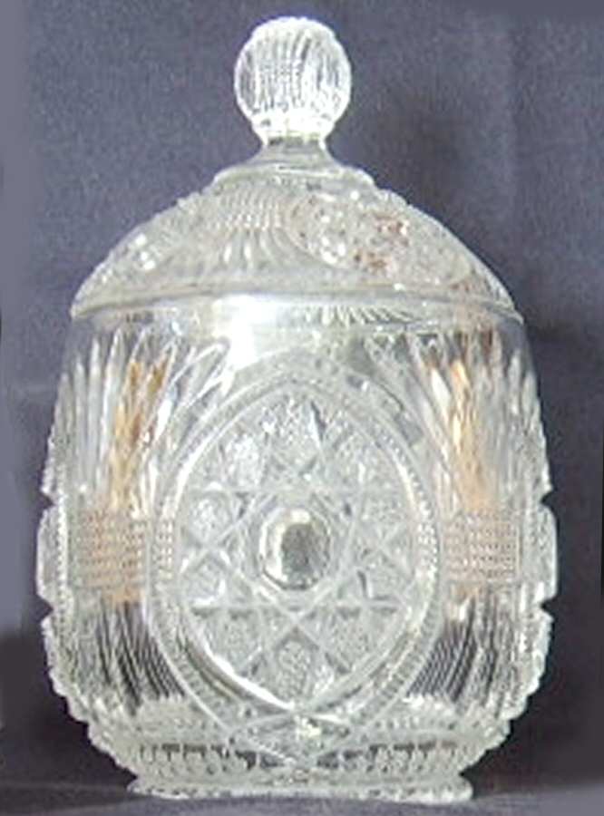 Starred Loop Clear Sugar Bowl & Lid by Duncan & Miller-1