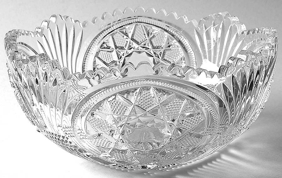 Starred Loop Clear 9" Round Crimped Bowl by Duncan & Miller-1