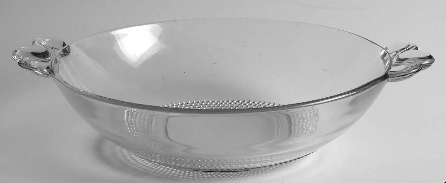 Teardrop Clear (Stem 5301 301) 11" 2 Handled Round Nappy by Duncan & Miller-1