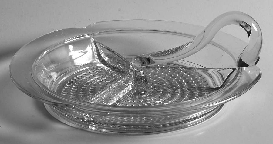 Teardrop Clear (Stem 5301 301) 8" Round Top Handle 3 Part Relish by Duncan & Miller-1