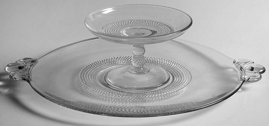 Teardrop Clear (Stem 5301 301) Handled Cheese & Cracker Set by Duncan & Miller-1