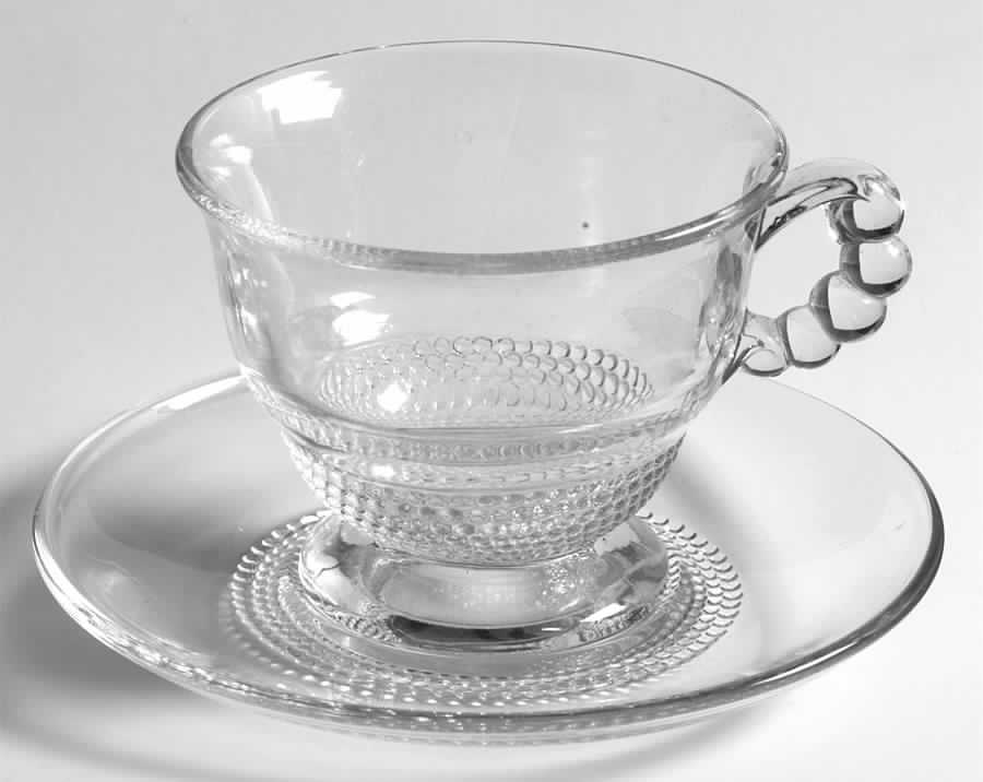 Teardrop Clear (Stem 5301 301) Cup and Saucer Set by Duncan & Miller-1