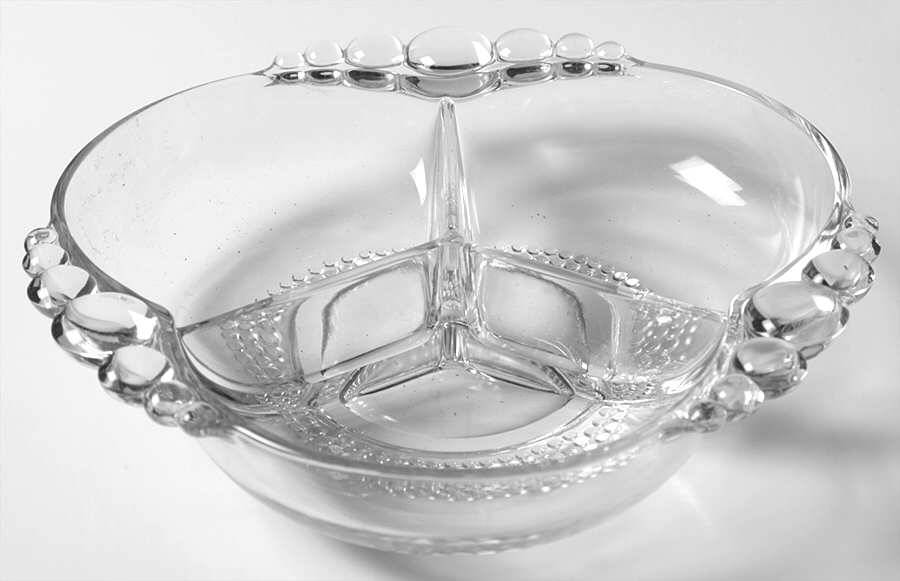 Teardrop Clear (Stem 5301 301) 3-Part Candy Box No Lid by Duncan & Miller-1