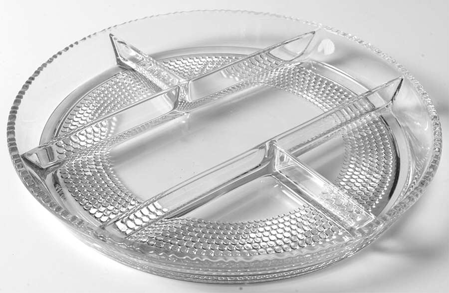 Teardrop Clear (Stem 5301 301) 10" Round 5 Part Relish by Duncan & Miller-1