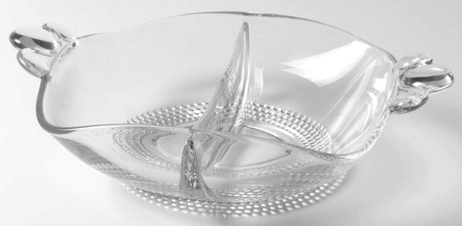 Teardrop Clear (Stem 5301 301) 8" Square 2 Part Relish by Duncan & Miller-1