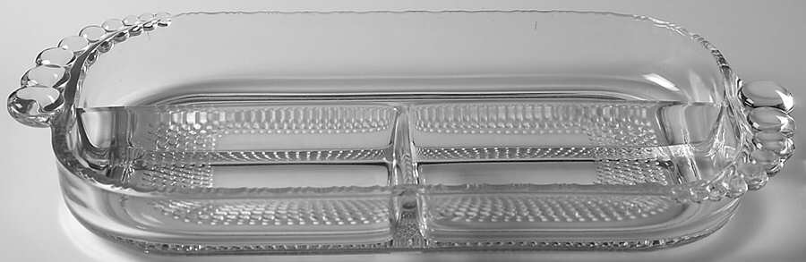 Teardrop Clear (Stem 5301 301) 11" Oblong 3 Part Celery/Relish by Duncan & Miller-1