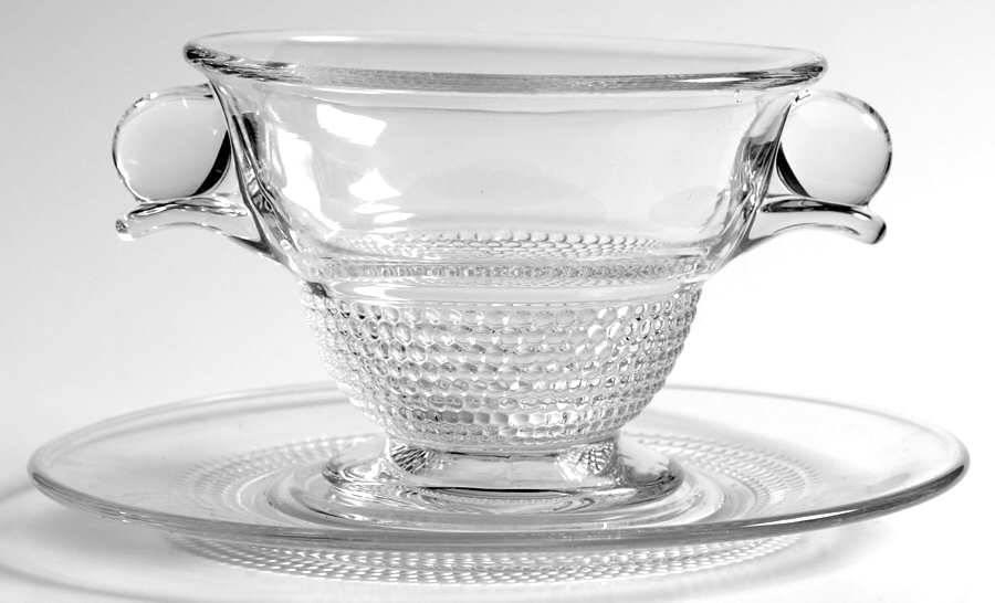 Teardrop Clear (Stem 5301 301) Mayonnaise Bowl and Underplate by Duncan & Miller-1